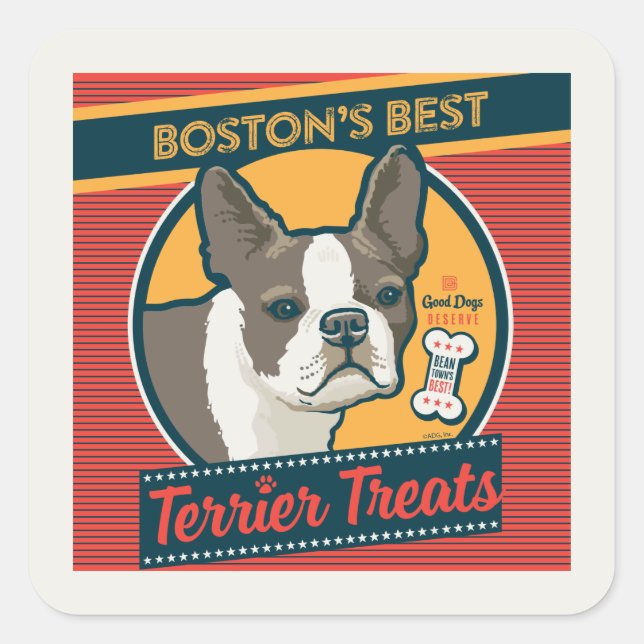 Boston's Best Terrier Treats Square Sticker (Front)