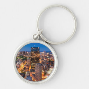 Boston's skyline at dusk key ring