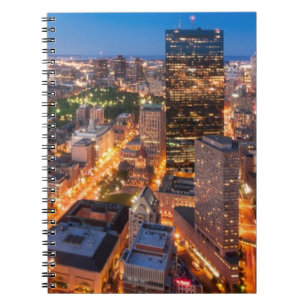 Boston's skyline at dusk notebook