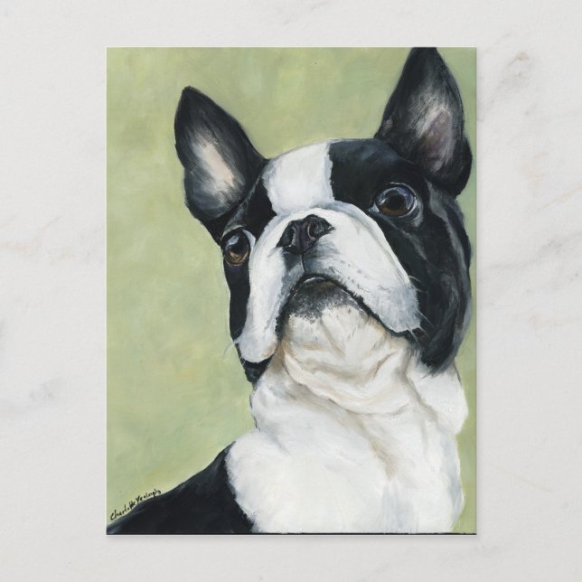 BostonTerrier Original Dog Art Postcard (Front)