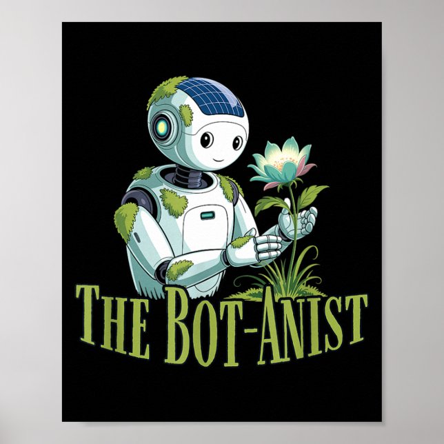 Bot-anist solarpunk robot earth day green future poster (Front)
