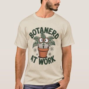 Botanerd at Work Green Funny Plant Nerd Cartoon T-Shirt