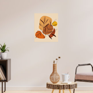 Botanic Balance: Leaves & Abstract Shapes Poster