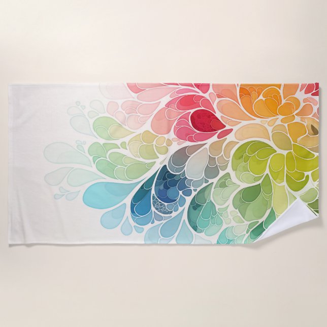 Botanic Bloom Rainbow Beach Towel (Front)