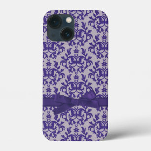 Botanic damask purple grey iphone case