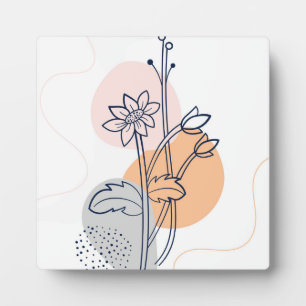 Botanic flower line art plaque
