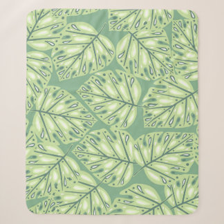 Botanic jungle seamless pattern in pastel green co sherpa blanket