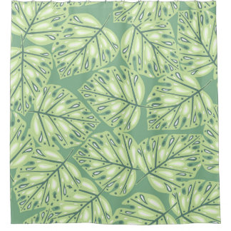 Botanic jungle seamless pattern in pastel green co shower curtain