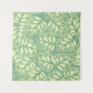 Botanic jungle seamless pattern in pastel green co tapestry