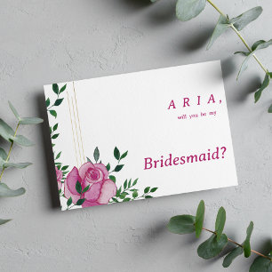 Botanic lilac green gold rose floral Bridesmaid Invitation