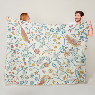 Botanic Owl and Berries Fleece Blanket