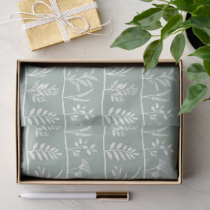 Botanic Serenade Soft Sage Minimalist Silhouettes Tissue Paper