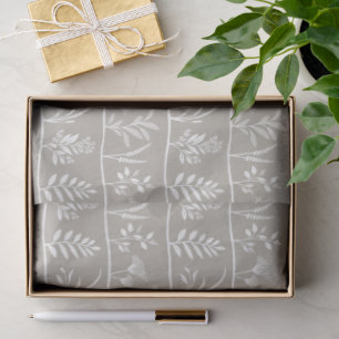 Botanic Serenade Soft Taupe Minimalist Silhouettes Tissue Paper