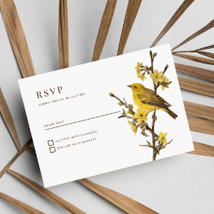 Botanic yellow bird apple flower summer RSVP Invitation