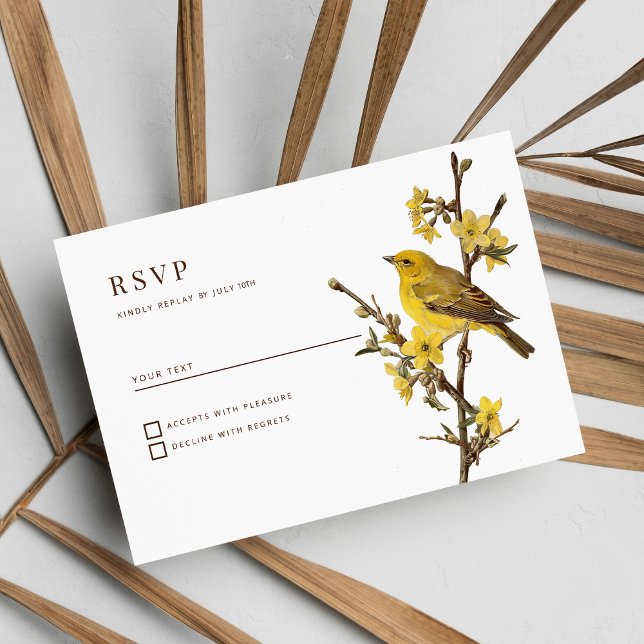 Botanic yellow bird apple flower summer RSVP Invitation (Botanic yellow bird apple flower summer RSVP)