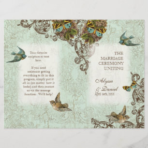 Botanica Birds Butterfly Swirl Wedding Program