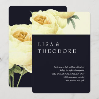 Botanica | Blue Yellow Vintage Wedding Invitation