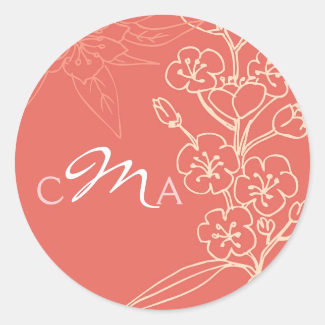Botanica (Coral) Wedding Favour / Envelope Seal (Front)