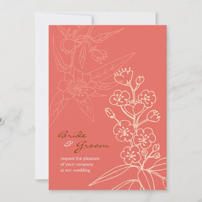 Botanica (Coral) Wedding Invitation (Front)