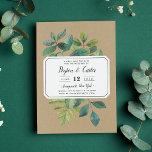 Botanica Kraft Save the Date Card<br><div class="desc">Vintage botanical save the date card displays your wedding details uniquely arranged in inky off-black block and calligraphy lettering,  on a background of painted green watercolor leaves,  branches,  ferns and foliage. A speckled kraft background adds rustic charm. Save the dates reverse to solid sage green.</div>