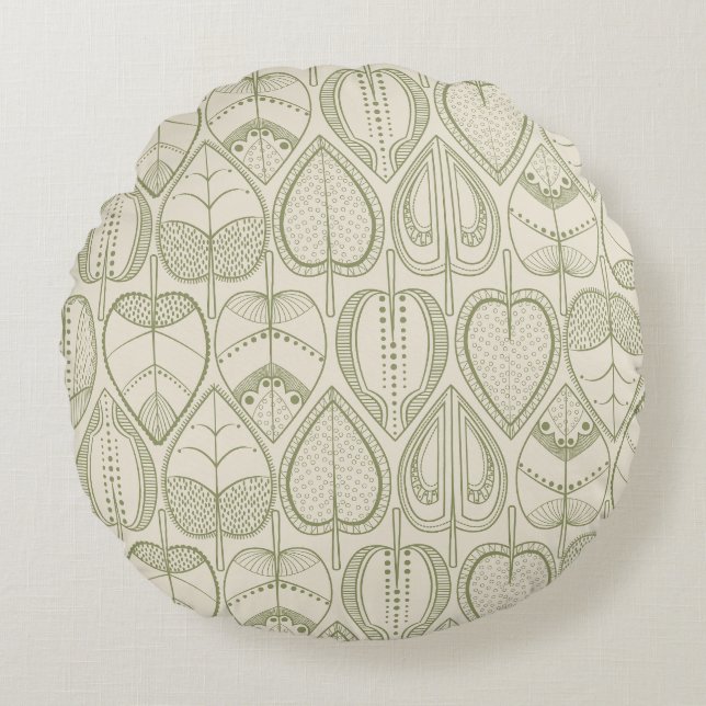 Botanica Leaf print Round Cushion (Front)
