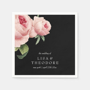 Botanica   PInk Black Vintage Wedding personalised Napkin