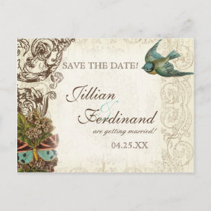 Botanica Wedding Ensemble - Cream Tan Announcement Postcard