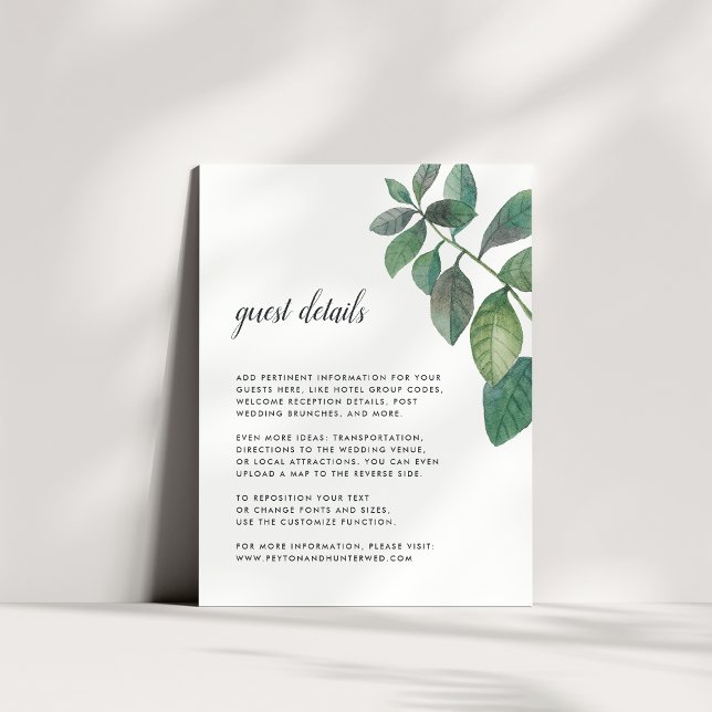 Botanica Wedding Guest Details Card (Creator Uploaded)