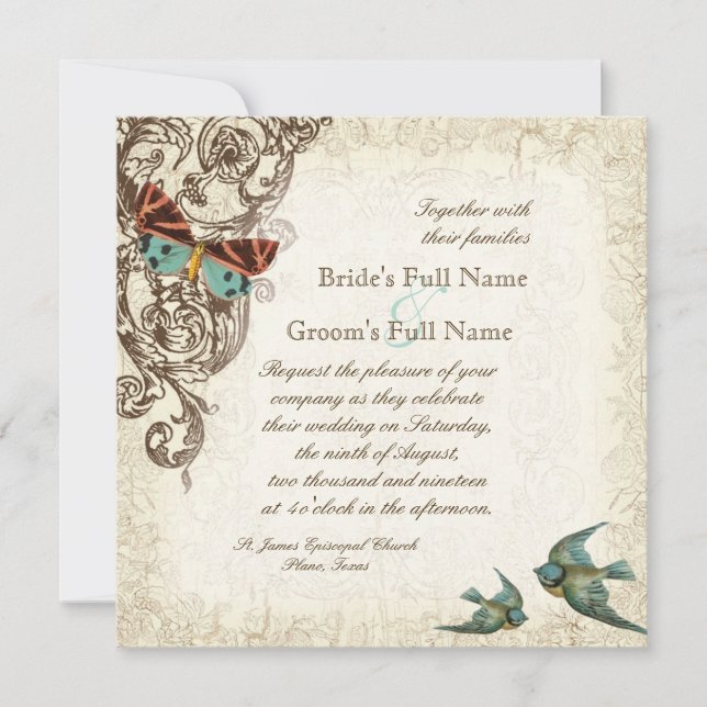 Botanica Wedding Invitation - Cream Tan (Front)