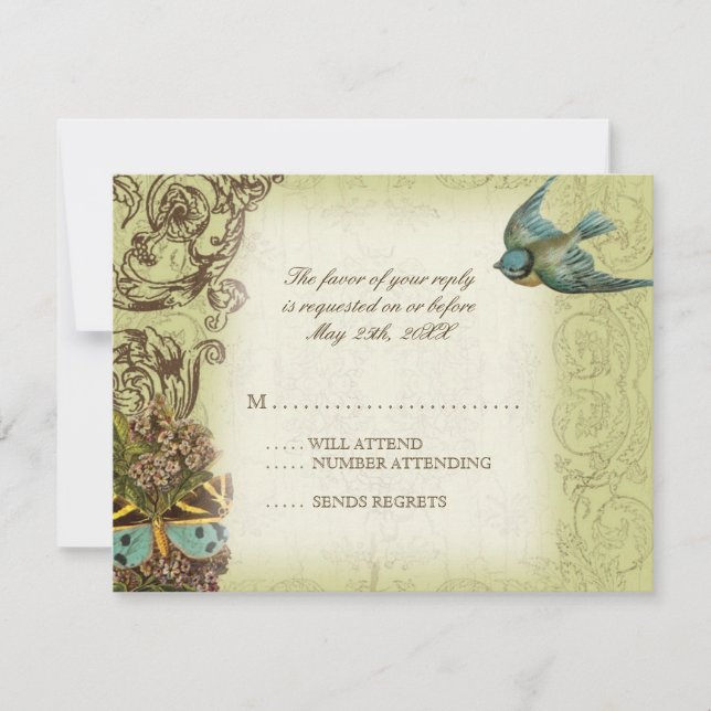 Botanica Wedding RSVP Response Card - Cream Tan (Front)