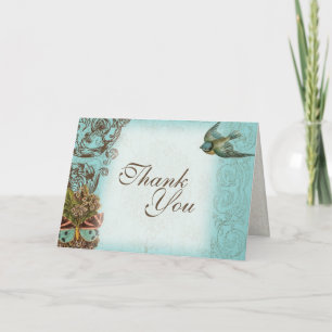 Botanica Wedding Thank You Note - Aqua Blue Card