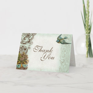 Botanica Wedding Thank You Note - Aqua Blue Card