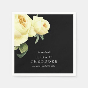 Botanica Yellow Black Vintage Wedding personalised Napkin
