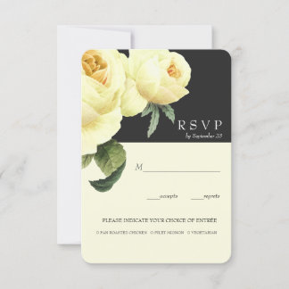 Botanica | Yellow Grey  Wedding RSVP meal option Invitation
