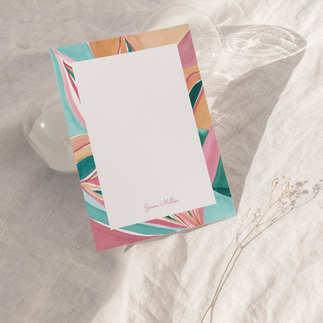 Botanical Abstract Art Personalised Flat Note Card (Creator Uploaded)