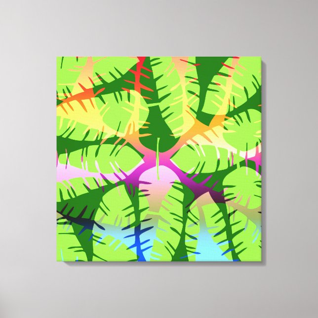 BOTANICAL ABSTRACT BANANA LEAVES   CANVAS PRINT (Front)