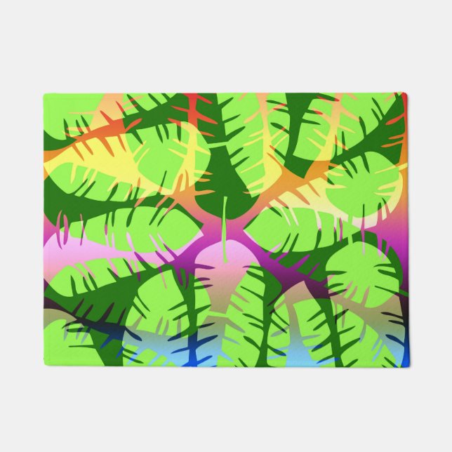 BOTANICAL ABSTRACT BANANA LEAVES DOORMAT (Front)