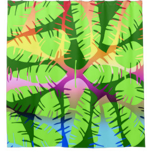 BOTANICAL ABSTRACT BANANA LEAVES DUVET SHOWER CURTAIN