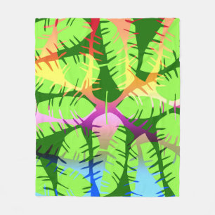 BOTANICAL ABSTRACT BANANA LEAVES FLEECE BLANKET