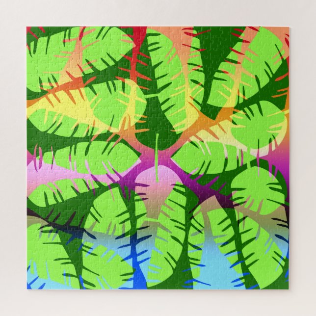 BOTANICAL ABSTRACT BANANA LEAVES   JIGSAW PUZZLE (Vertical)