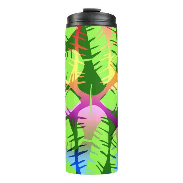BOTANICAL ABSTRACT BANANA LEAVES  THERMAL TUMBLER (Front)