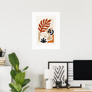 Botanical Abstract Leaf Print Modern Scandinavia