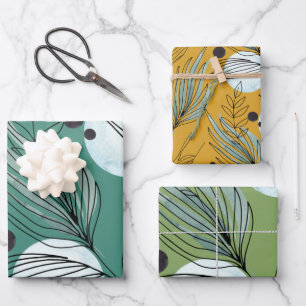 Botanical Abstract Pattern Wrapping Paper Sheet