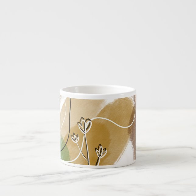 Botanical Abtract Earth Tone Espresso Cup (Front)