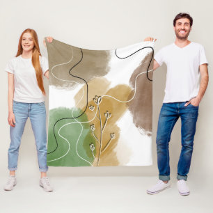 Botanical Abtract Earth Tone Fleece Blanket