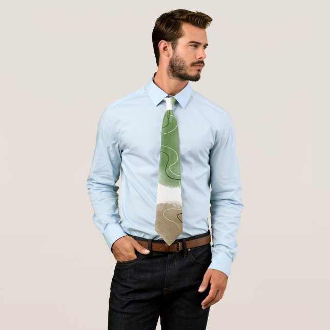 Botanical Abtract Earth Tone Tie (In Situ)