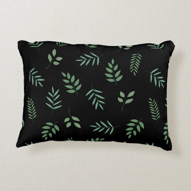 Botanical Accent Pillow – Leaf on Black Design (Back)