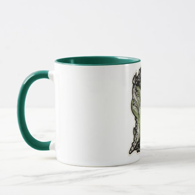 Botanical Aesthetic Green Embroidery Style mugs (Left)
