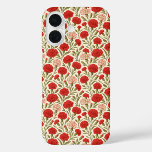 Botanical Aesthetic Red Carnation Floral iPhone 16 Case