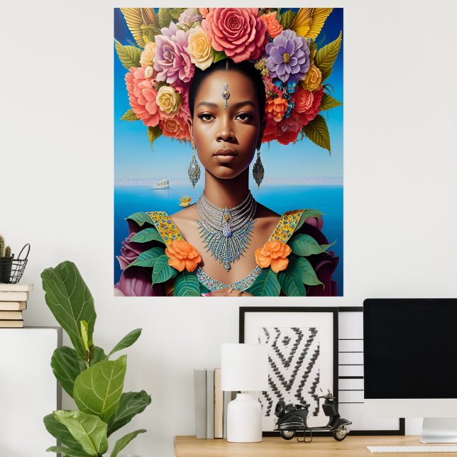 Botanical African princess portrait Poster (Home Office)